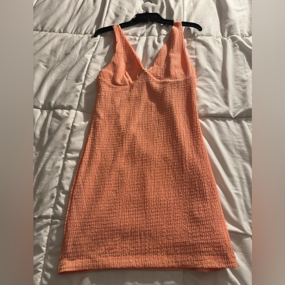 Textured Orange Sleeveless Dress